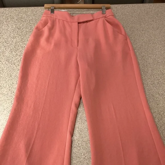 Express Pink Super High Waisted Twill Flare Trouser Pants - Picture 5 of 9